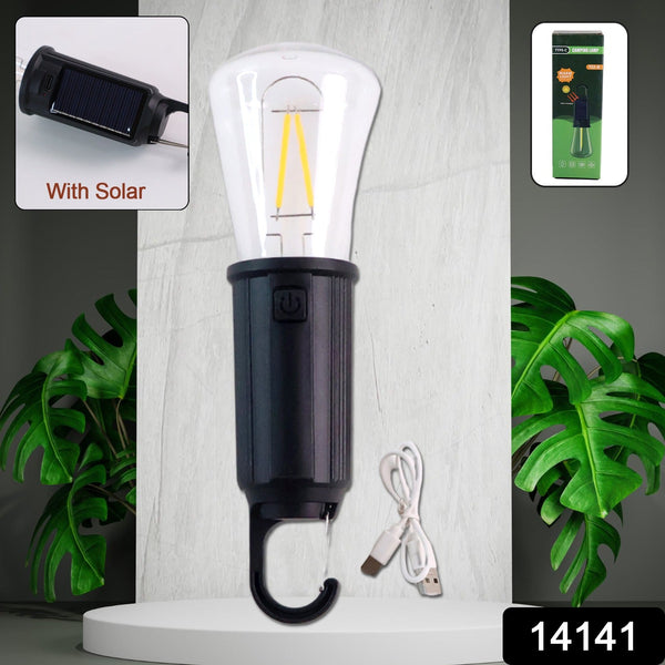 Solar & USB Rechargeable LED Hanging Camping Bulb Lantern Light