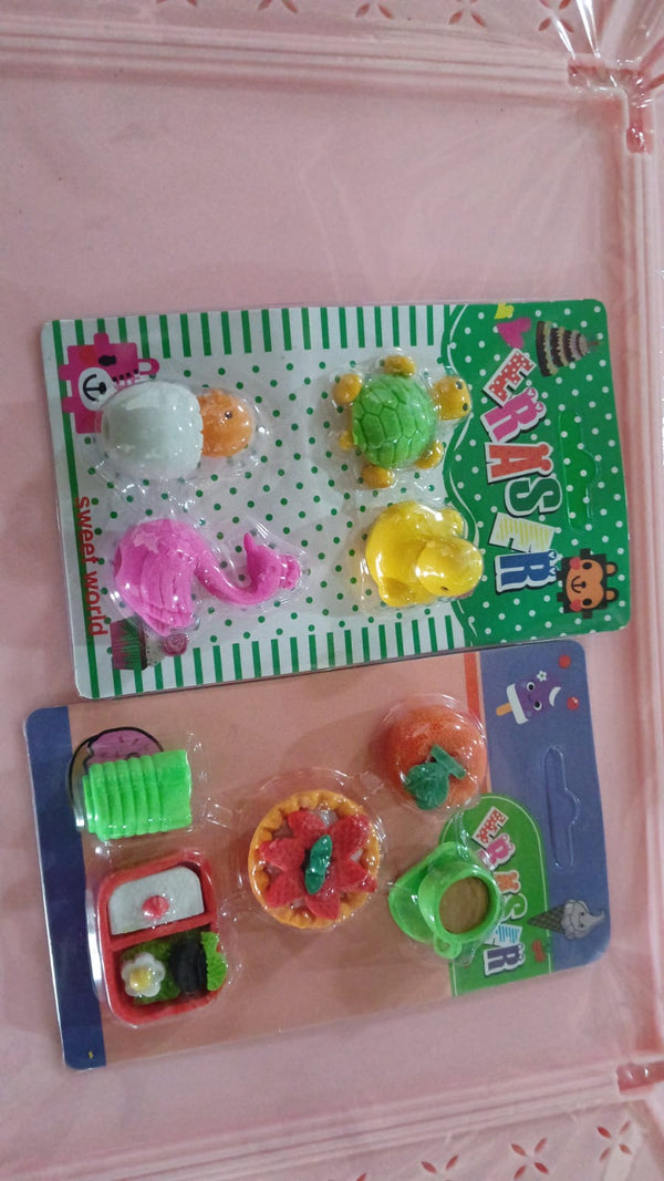 3D Mix Design Fancy Erasers – Cute & Colorful Novelty Erasers for Kids, School Prize (1 Set)